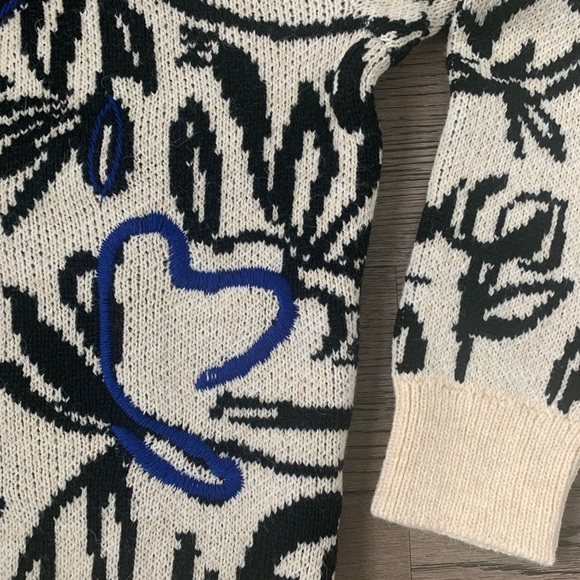 By Anthropologie Floral Pop Embroidered Wool Blend Sweater Size S - Blue - NWOT - Picture 8 of 16